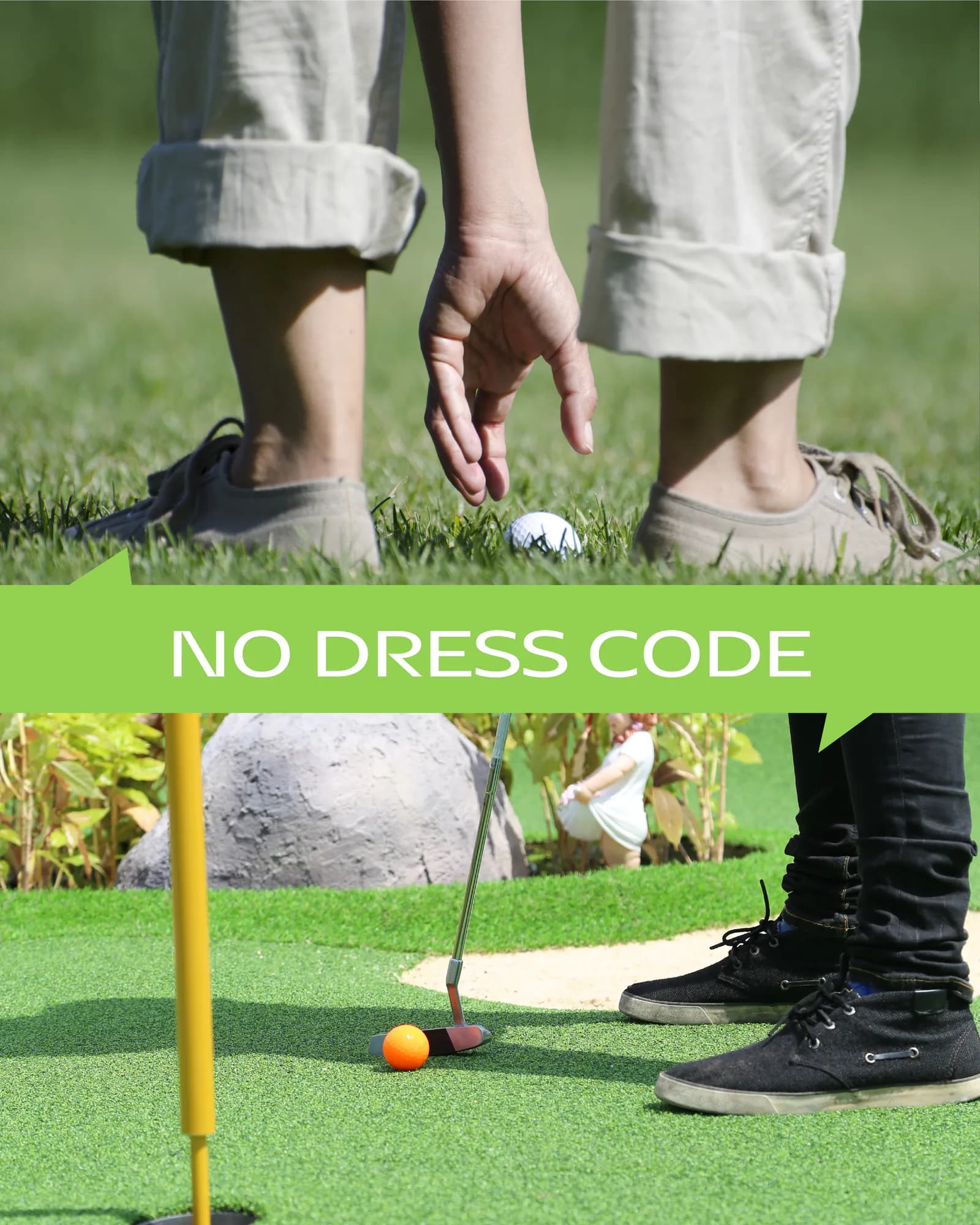 Campaign post announcing there is no dress code at the venue