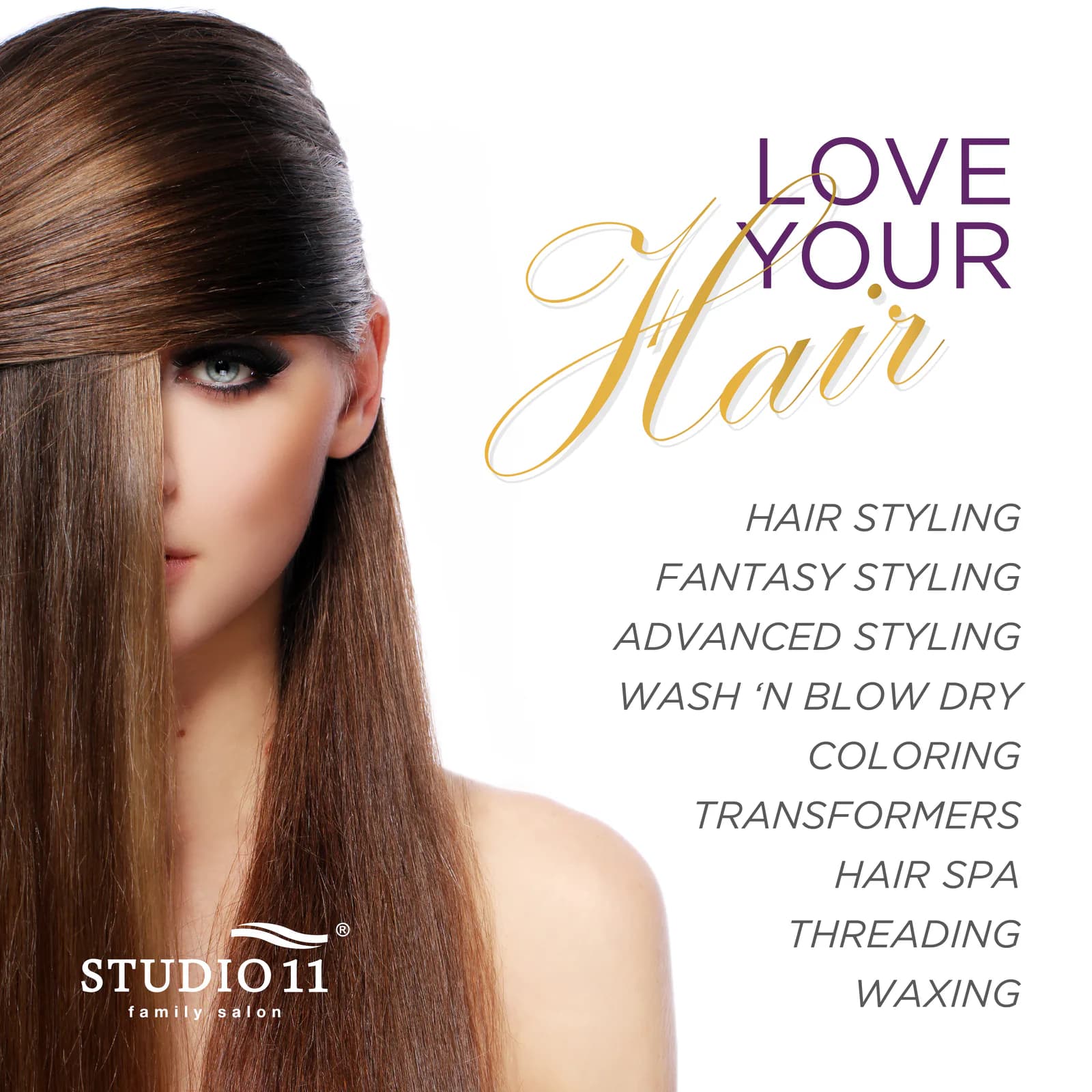 Campaign post listing the salon styling services